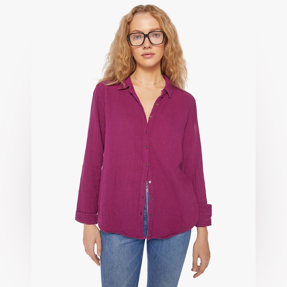 XiRENA women’s plum Beau or Scout Cotton lightweight button down shirt sz xs